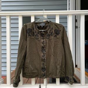 Lucky Brand Flower Embroidered corduroy jacket